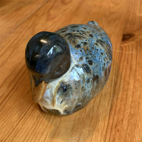 Blue Mallard Duck - Handmade Stoneware Sculpture
