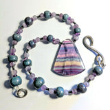 Fluorite, Amethyst, Howlite Necklace - Oxidised Sterling Silver Clasp 2