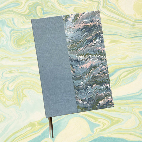 A5 Handbound Lined Journal - Light Blue - Marbled  LIGHTER BACKGROUND