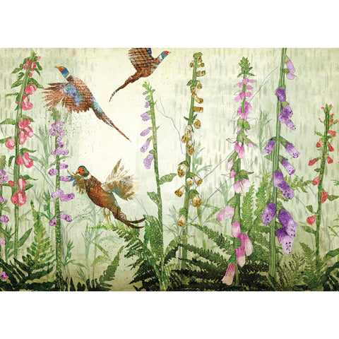 Rachel Tappin, Pheasants Soaring. Fine Art Greeting Card