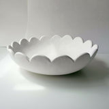 Handmade Scallop Food Bowl - Soft White Glaze