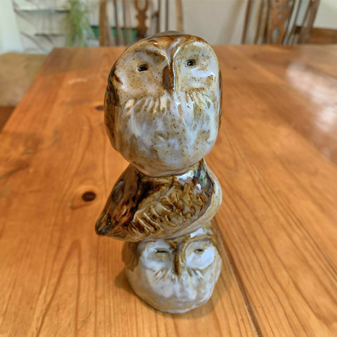 Small Studio Owl Tower - Stoneware Sculpture