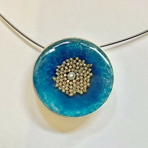 The Sky, Sea and Sand - Enamelled Dome Pendant